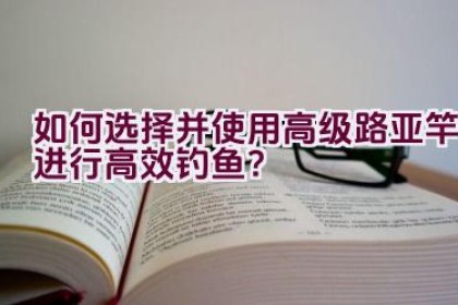如何选择并使用高级路亚竿进行高效钓鱼？