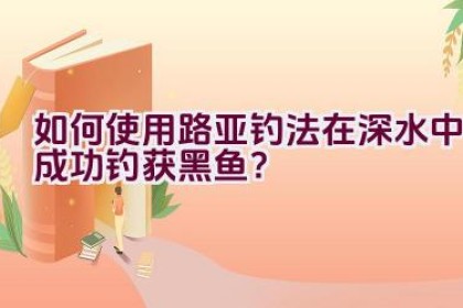 如何使用路亚钓法在深水中成功钓获黑鱼？