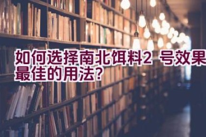 如何选择南北饵料2号效果最佳的用法？