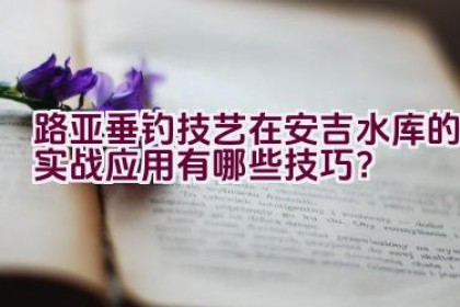 路亚垂钓技艺在安吉水库的实战应用有哪些技巧？