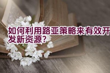 如何利用路亚策略来有效开发新资源？