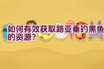 如何有效获取路亚垂钓黑鱼的资源？