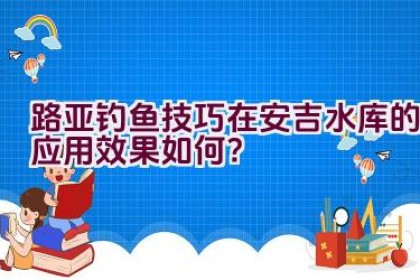 路亚钓鱼技巧在安吉水库的应用效果如何？