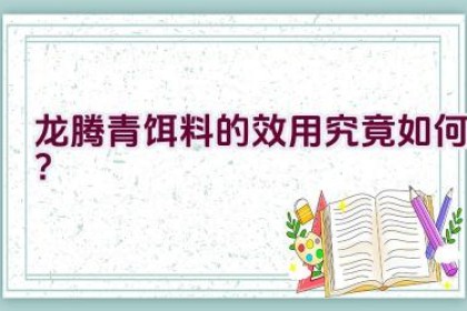 龙腾青饵料的效用究竟如何？