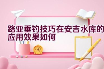 路亚垂钓技巧在安吉水库的应用效果如何