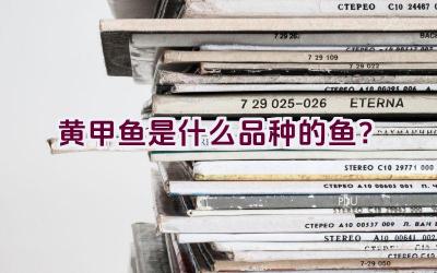 黄甲鱼是什么品种的鱼？插图