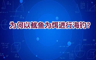 为何以鱿鱼为饵进行海钓？插图
