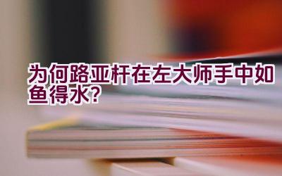为何路亚杆在左大师手中如鱼得水？插图