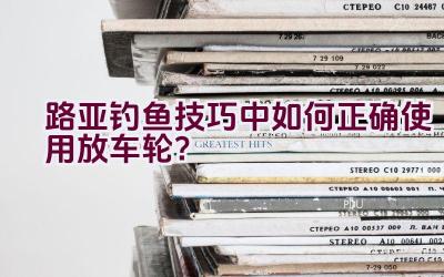 路亚钓鱼技巧中如何正确使用放车轮？插图