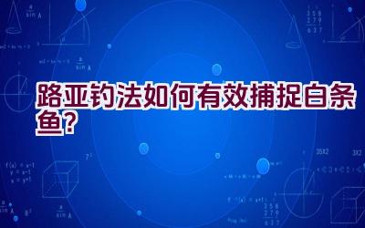 路亚钓法如何有效捕捉白条鱼？插图