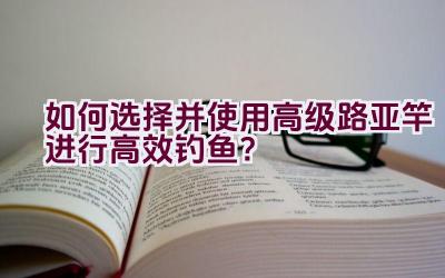 如何选择并使用高级路亚竿进行高效钓鱼？插图