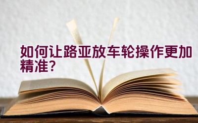 “如何让路亚放车轮操作更加精准？”插图