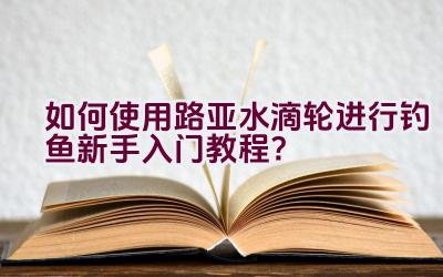 如何使用路亚水滴轮进行钓鱼新手入门教程？插图