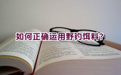 如何正确运用野钓饵料？插图