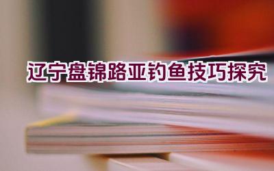 辽宁盘锦路亚钓鱼技巧探究插图