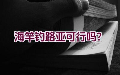 海竿钓路亚可行吗？插图