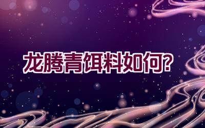 “龙腾青饵料如何？”插图