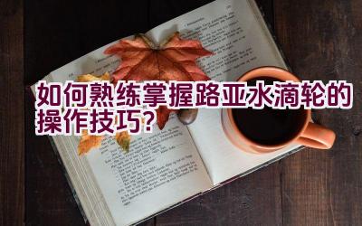 如何熟练掌握路亚水滴轮的操作技巧？插图