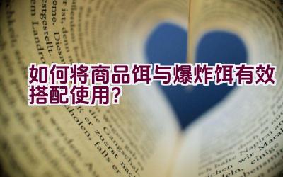 如何将商品饵与爆炸饵有效搭配使用？插图