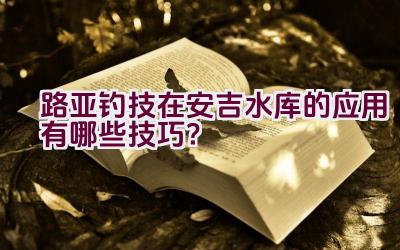 路亚钓技在安吉水库的应用有哪些技巧？插图