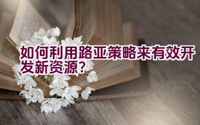 如何利用路亚策略来有效开发新资源？插图