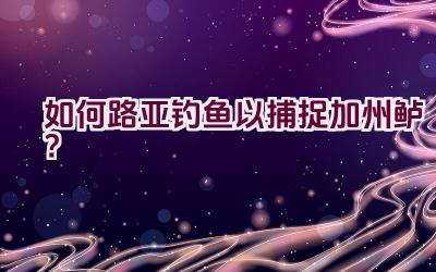 如何路亚钓鱼以捕捉加州鲈？插图