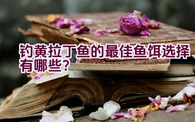 钓黄拉丁鱼的最佳鱼饵选择有哪些？插图