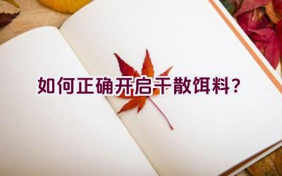 “如何正确开启干散饵料？”插图