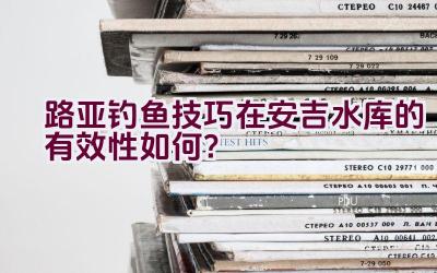 路亚钓鱼技巧在安吉水库的有效性如何？插图