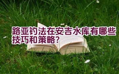 路亚钓法在安吉水库有哪些技巧和策略？插图