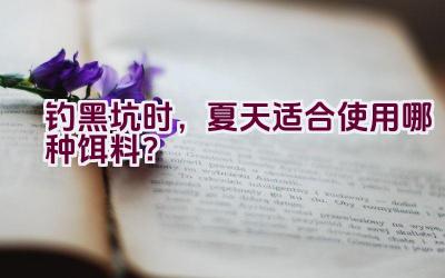 钓黑坑时，夏天适合使用哪种饵料？插图